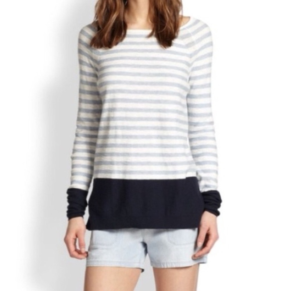 Vince Striped Colorblock Slub Sweater Gray Women’s Size Medium